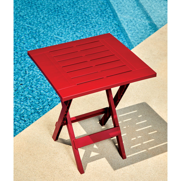 Gracious Living Quick-Fold 17 In. Square Crimson Red Folding Side Table