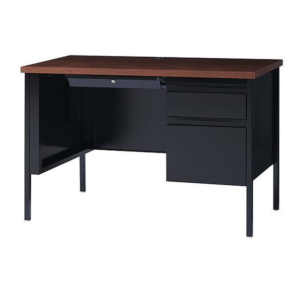 Hirsh Office Desk,29 1/2 in H,Black/Walnut 22200 Hirsh Office Desk,29 1/2 in H,Black/Walnut 22200