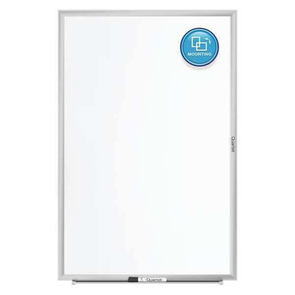 Quartet Dry Erase Board, Steel, 48 in, 96 in, Aluminum Frame, White, Gloss SM538