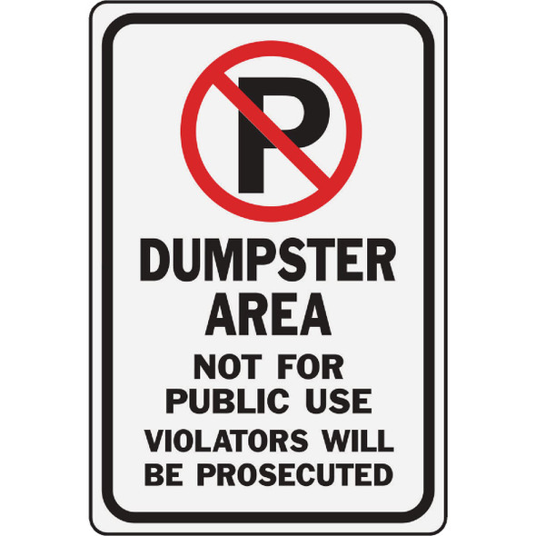 Hy-Ko Heavy Duty Aluminum, No Parking Dumpster Area  HW-103