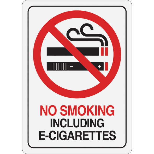 Hy-Ko Plastic Sign, No Smoking Including E-Cig D-28