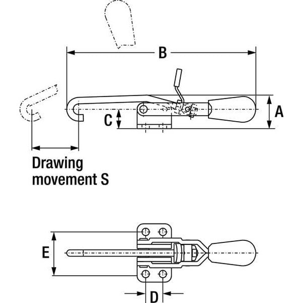 De-Sta-Co Latch Clamp,J-Hook,375 Lbs,1.83 In 351