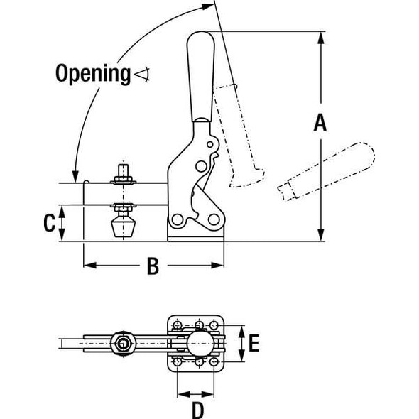 De-Sta-Co Toggle Clamp,Vert Hold,600 Lb,H 4.72 2002-U