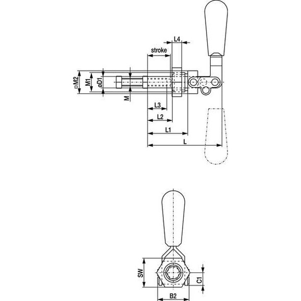 De-Sta-Co Toggle Clamp, Through-Hole, Hole, SS, 400 604-SS