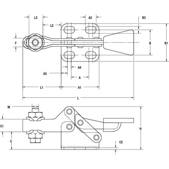 De-Sta-Co Toggle Clamp,Horiz,SS,1.06 In,2.75 In 206-SS