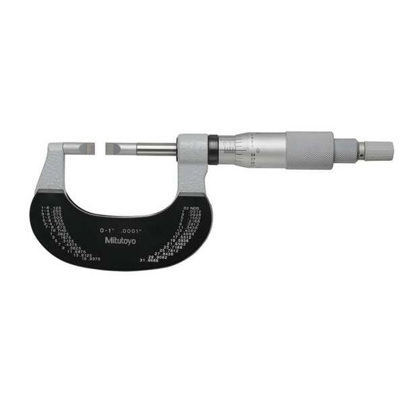 Mitutoyo Mechanical Blade Micrometer,0 in to 1 in 122-151-10