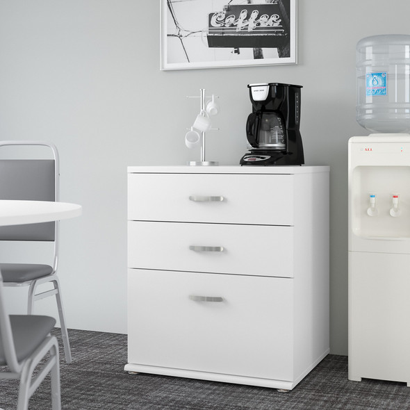 Bush Business Furniture Universal Floor Storage Cabinet with Drawers in White UNS328WH