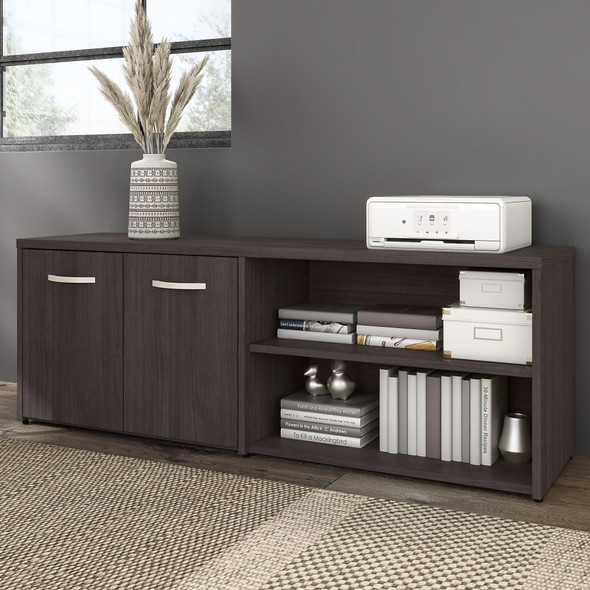 Bush Business Furniture Hybrid Low Storage Cabinet with Doors and Shelves in Storm Gray HYS160SG-Z