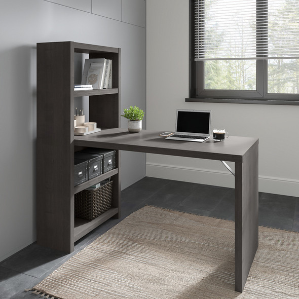 Office by kathy ireland® Echo 56W Bookcase Desk in Charcoal Maple KI60307-03