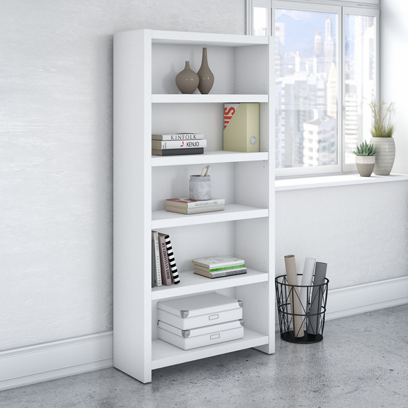 Office by kathy ireland® Echo 5 Shelf Bookcase in Pure White KI60104-03