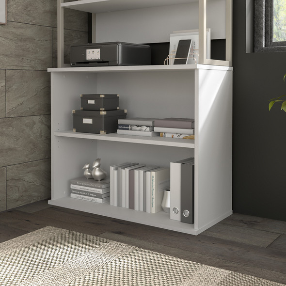 Bush Business Furniture Hybrid Small 2 Shelf Bookcase in White HY3036WH-Z