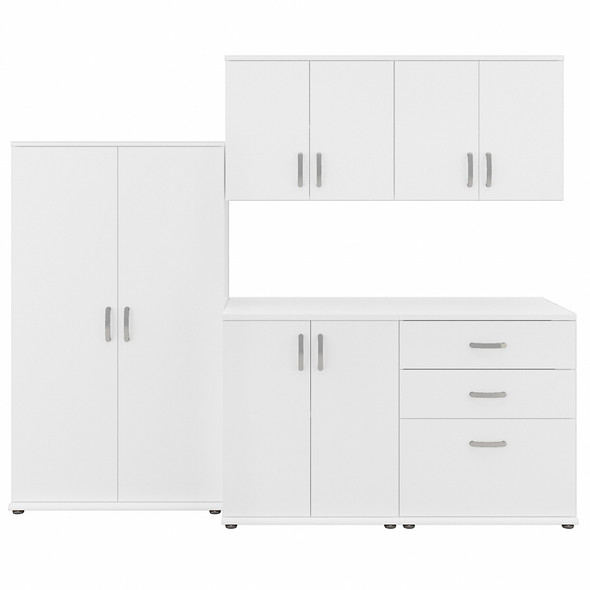 Bush Business Furniture Universal 5 Piece Modular Garage Storage Set with Floor and Wall Cabinets GAS003WH