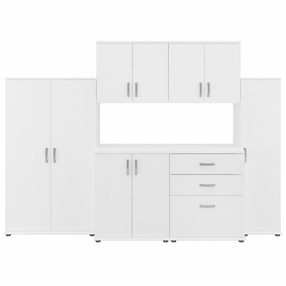 Bush Business Furniture Universal 6 Piece Modular Closet Storage Set with Floor and Wall Cabinets CLS002WH