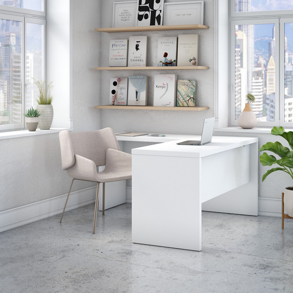 Office by kathy ireland® Echo L Shaped Desk in Pure White ECH026PW