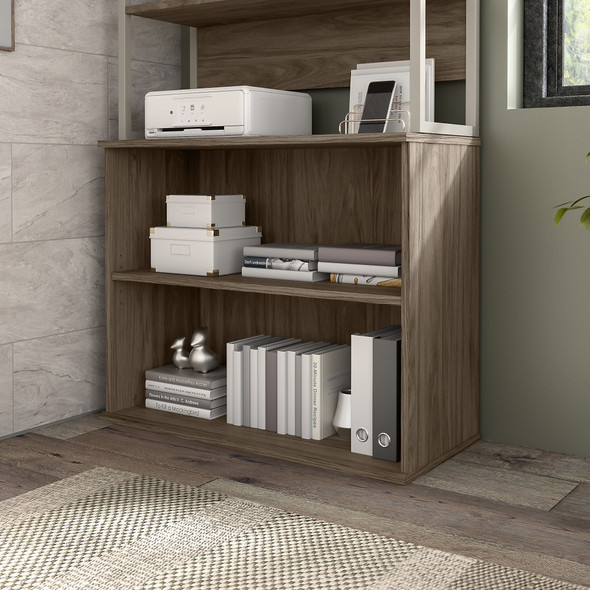 Bush Business Furniture Hybrid Small 2 Shelf Bookcase in Modern Hickory HY3036MH-Z