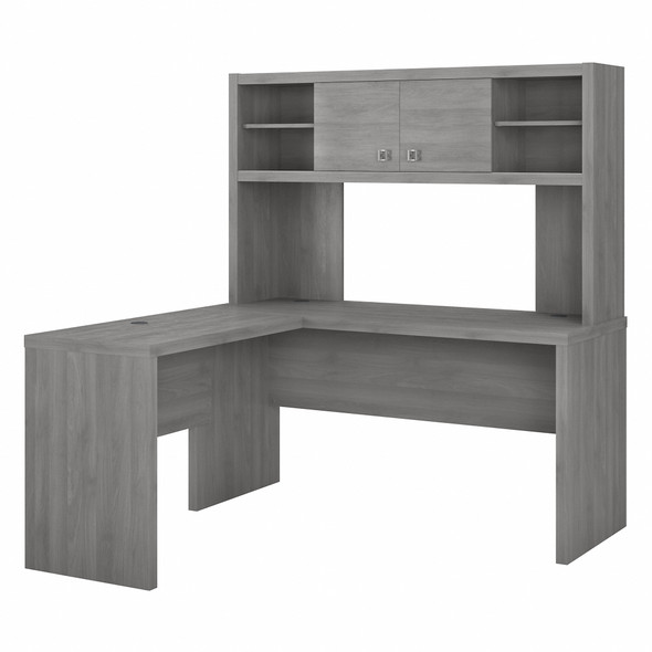 Office by kathy ireland® Echo L Shaped Desk with Hutch in Modern Gray ECH031MG
