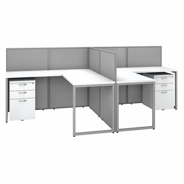 Bush Business Furniture Easy Office 60W 2 Person L Shaped Cubicle Desk with Drawers and 45H Panels EOD560SWH-03K