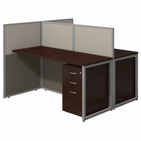Bush Business Furniture Easy Office 60W 2 Person Cubicle Desk with File Cabinets and 45H Panels EOD460SMR-03K