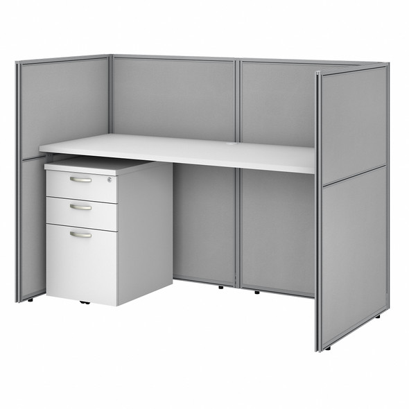 Bush Business Furniture Easy Office 60W Cubicle Desk with File Cabinet and 45H Closed Panels Workstation EOD260SWH-03K Bush Business Furniture Easy Office 60W Cubicle Desk with File Cabinet and 45H Closed Panels Workstation EOD260SWH-03K