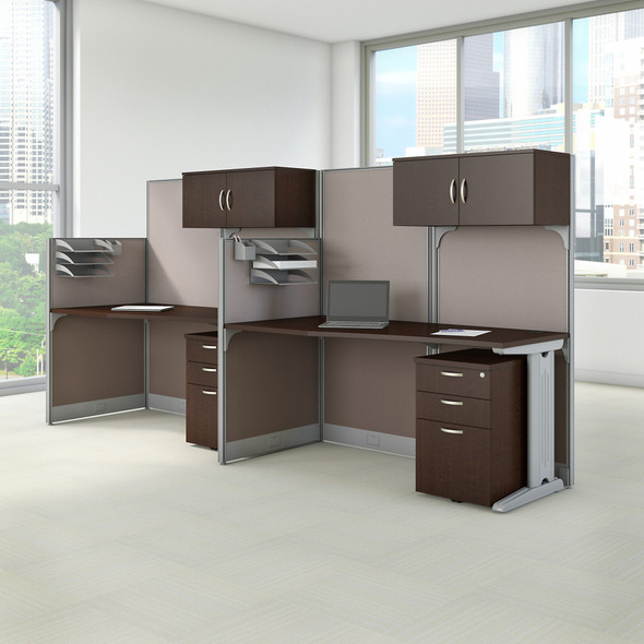 Bush Business Furniture Office in an Hour 2 Person Cubicle Workstations in Mocha Cherry OIAH005MR