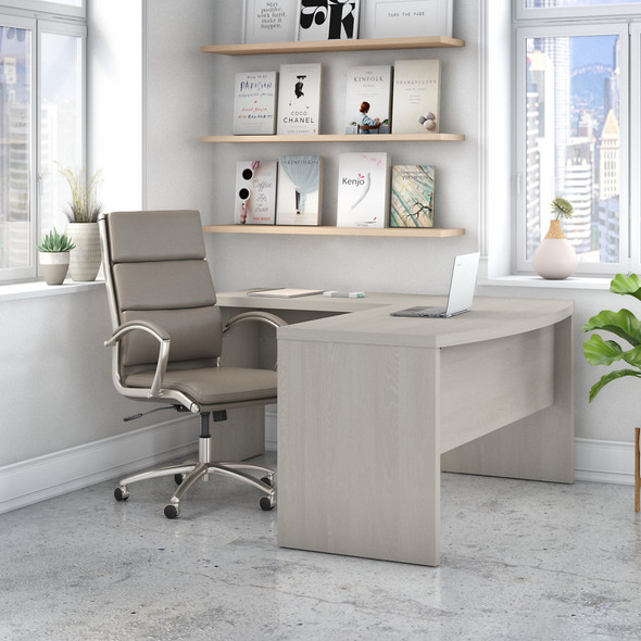 Office by kathy ireland® Echo L Shaped Bow Front Desk in Gray Sand ECH025GS
