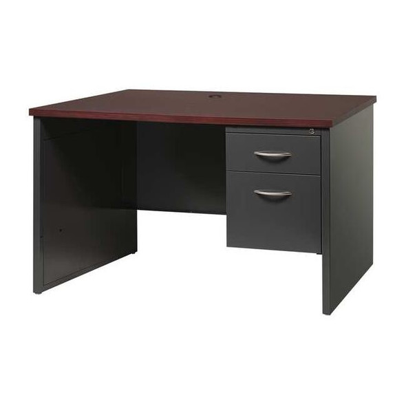 Hirsh Office Desk, Right Hand Pedestal, 48"W x 30"D, Char/Mahogany 20540