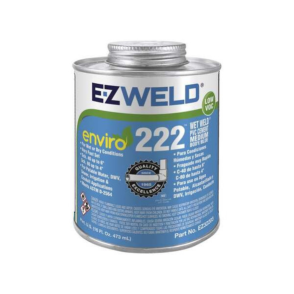 Ez Weld Pipe Cement,16 fl oz,Blue EZ32203N