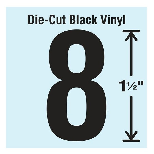 Stranco NumberLabel,Vinyl,1-1/2inH,7/8inW,PK10 DBV-1.5-8-10
