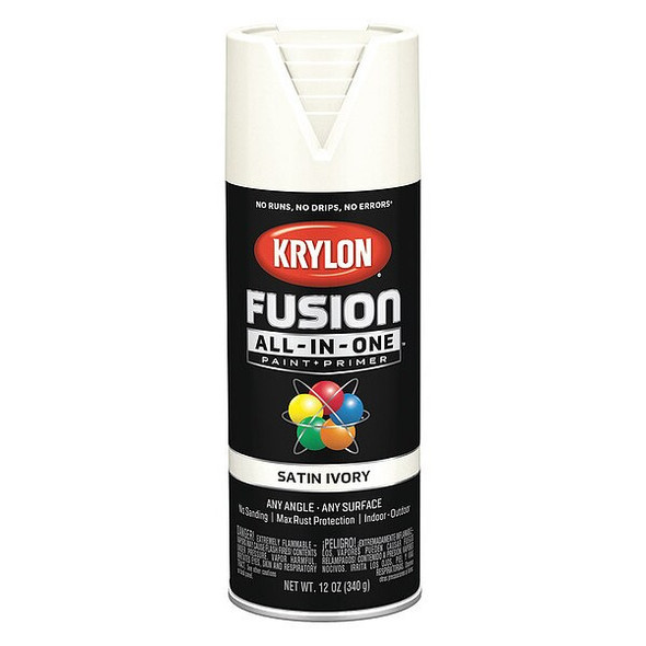 Krylon Rust Preventative Spray Paint, Ivory, Satin, Solvent, 12 oz K02739007