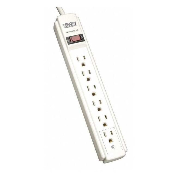 Tripp Lite Outlet Strip, Surge, 6 5-15R, 5-15P, 4 ft., Gray TLP604
