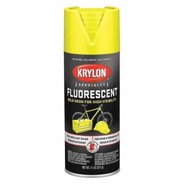 Krylon Spray Paint, Flourescent Lemon Yellow, Gloss, Solvent, 11 oz K03104888