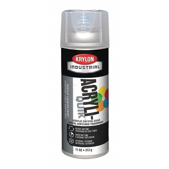 Krylon Industrial Spray Paint, Crystal Clear, Gloss, Solvent, 12 oz K01301A07
