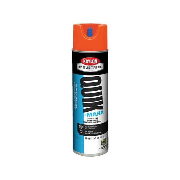 Inverted Marking Paint, 17 oz., Fluorescent Red/Orange, Water -Based
