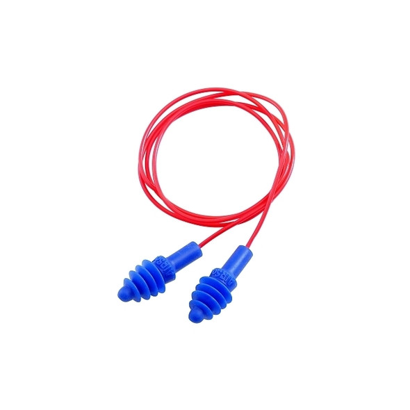 AirSoft® Reusable Earplugs, Thermoplastic Elastomer, Blue, Corded