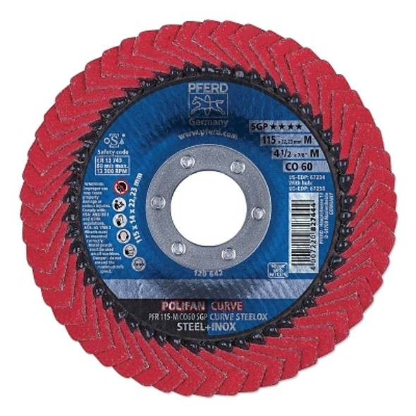 POLIFAN® SGP CO-Curve Flap Wheel, 4-1/2 in x 7/8 in, 60 Grit, 13300 RPM POLIFAN® SGP CO-Curve Flap Wheel, 4-1/2 in x 7/8 in, 60 Grit, 13300 RPM