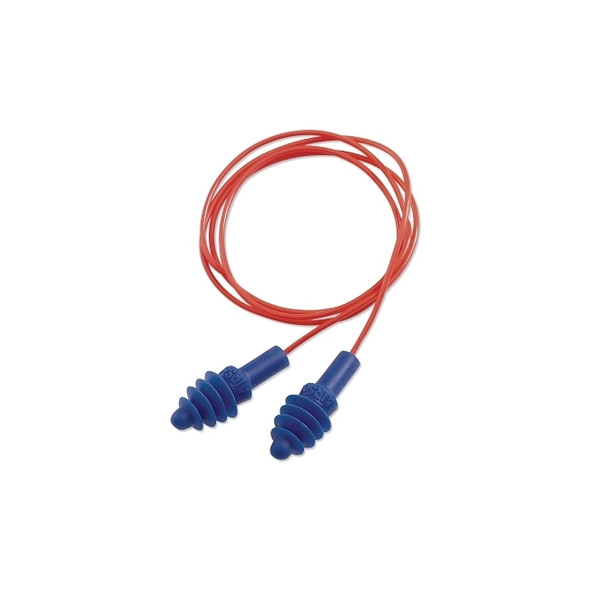 AirSoft® Reusable Earplug, Thermoplastic Elastomer, Blue, Corded