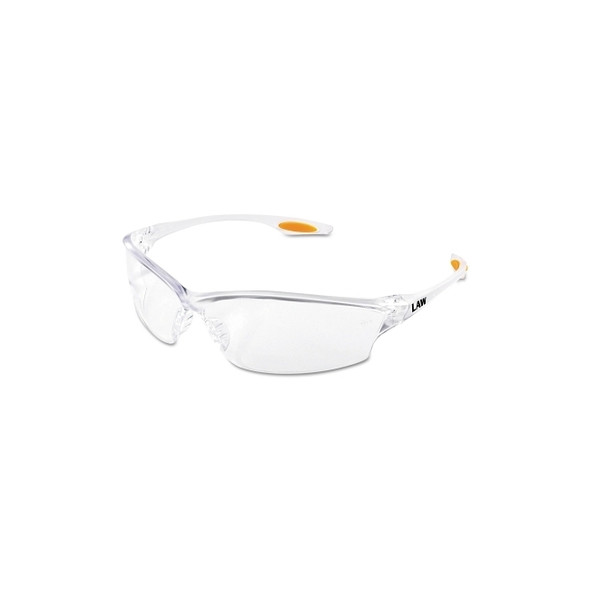 Law® LW2 Series Safety Glasses, Clear Lens, Anti-Fog, TPR Nose Piece and Temple Inserts, Clear Frame
