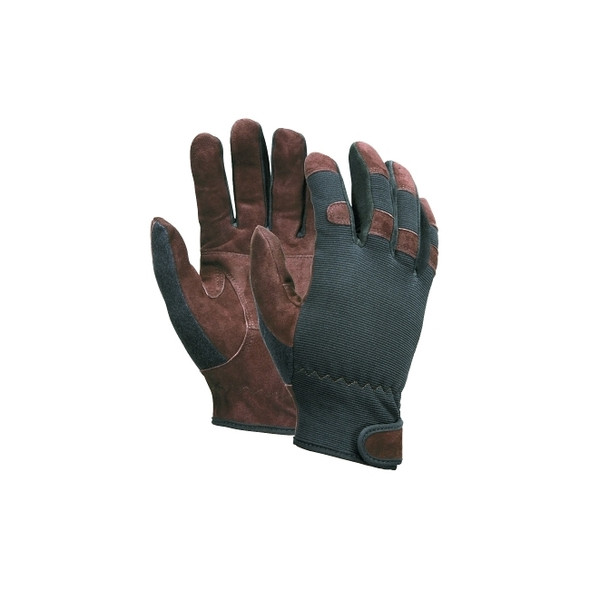 920 Mechanics Economy Glove, Spandex/Leather, X-Large, Black/Brown