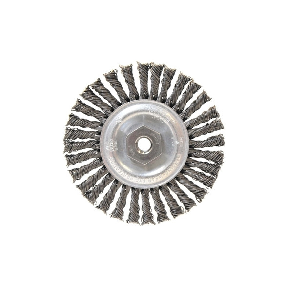 Narrow Face Stringer Bead Wheel Brush, 4 D x 3/16 W, 0.02 Carbon Steel, 3/8 - 24