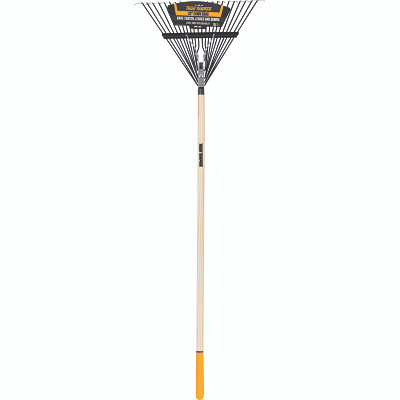 Steel Leaf Rake, 22 Steel Blade, 54 in Hardwood Handle with Cushion End Grip