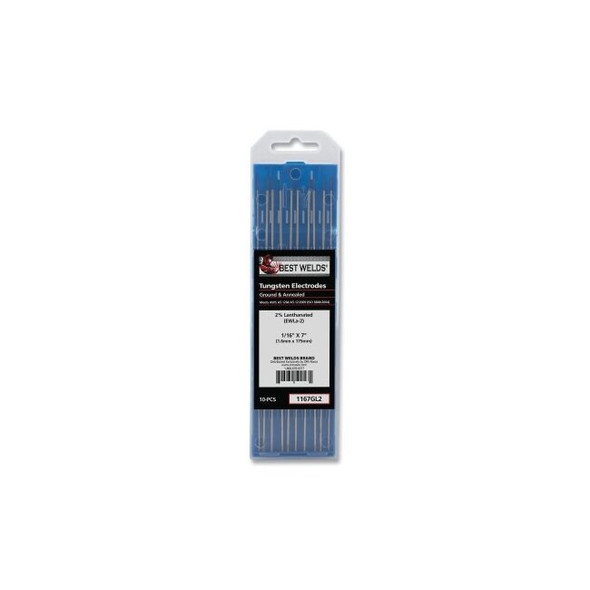 2%anthanated Tungsten Electrode, 1/16 in x 7 in, 10 PK