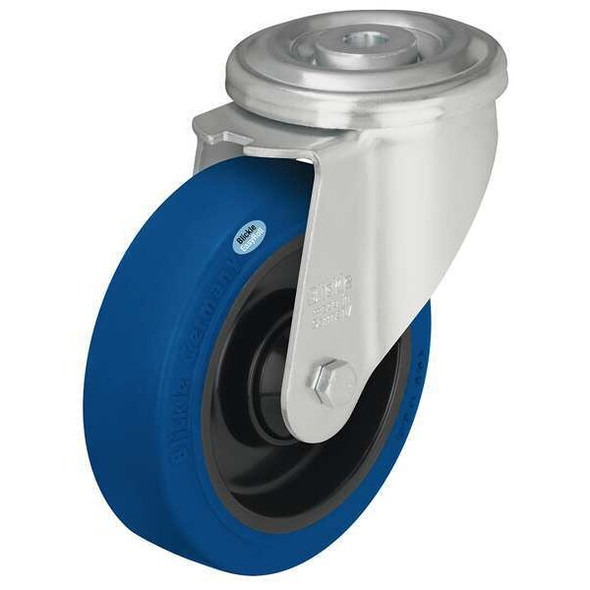 Kingpin Swivel Caster,Rubber,3-1/8 in,300 lb,Blu