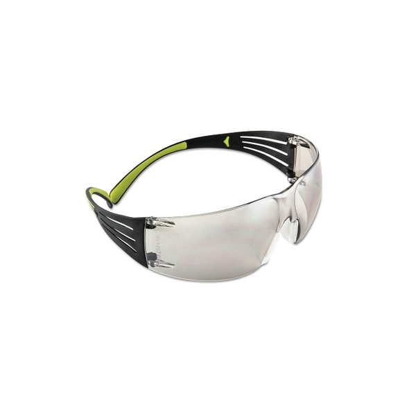 SecureFit™ 400 Series Protective Eyewear, Mirror I/O Poly Lens, Anti-Scratch, Black/Green Plastic Temples