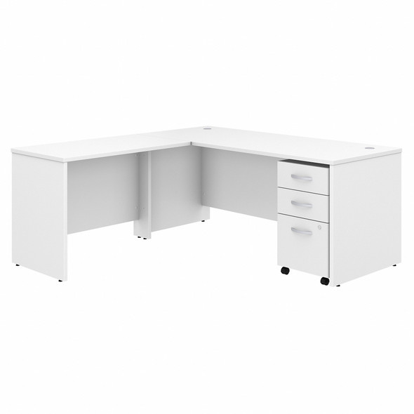 Bush Business Furniture Studio C 72W x 30D L Shaped Desk with Mobile File Cabinet and 42W Return STC007WHSU