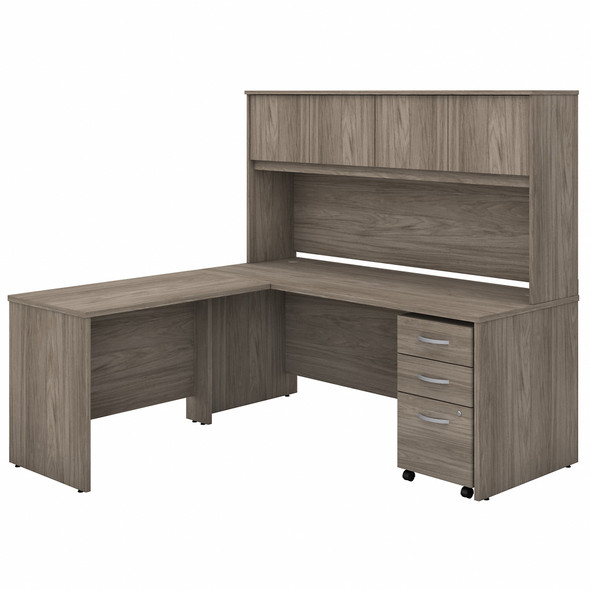 Bush Business Furniture Studio C 72W x 30D L Shaped Desk with Hutch, Mobile File Cabinet and 42W Return STC006MHSU