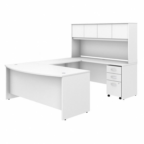 Bush Business Furniture Studio C 72W x 36D U Shaped Desk with Hutch and Mobile File Cabinet STC003WHSU