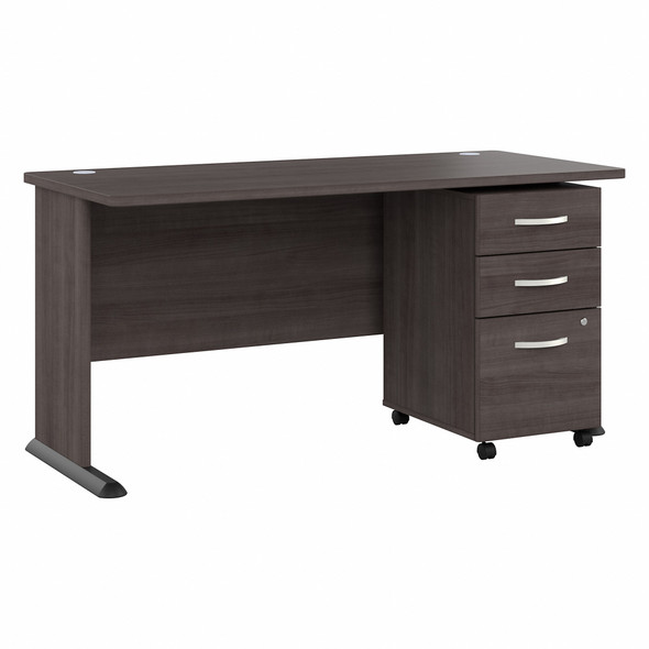 Bush Business Furniture Studio A 60W Computer Desk with 3 Drawer Mobile File Cabinet STA002SGSU