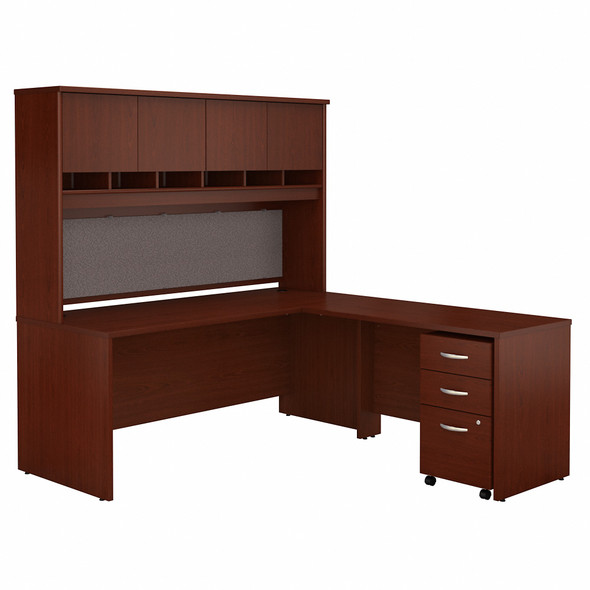 Bush Business Furniture Series C 72W L Shaped Desk with Hutch and Mobile File Cabinet SRC0018MASU