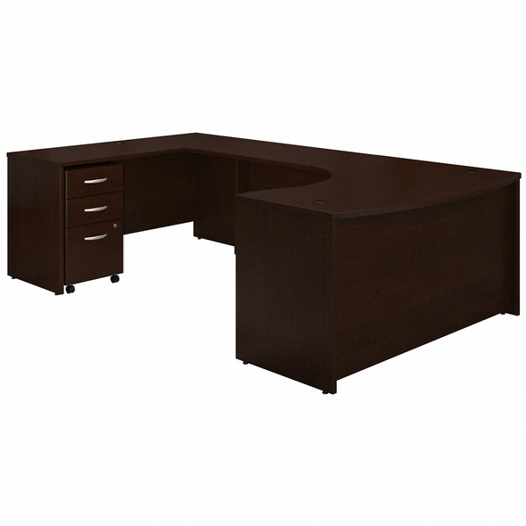 Bush Business Furniture Series C 60W Left Handed Bow Front U Shaped Desk with Mobile File Cabinet SRC090MRSU