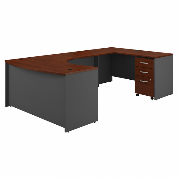 Bush Business Furniture Series C 60W Right Handed Bow Front U Shaped Desk with Mobile File Cabinet SRC089HCSU